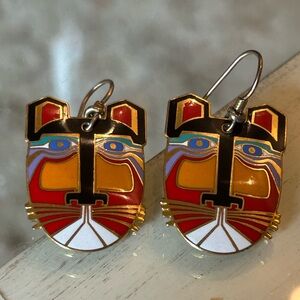 Vintage~Signed Laurel Burch “MIIKIO” Cat Face Earrings